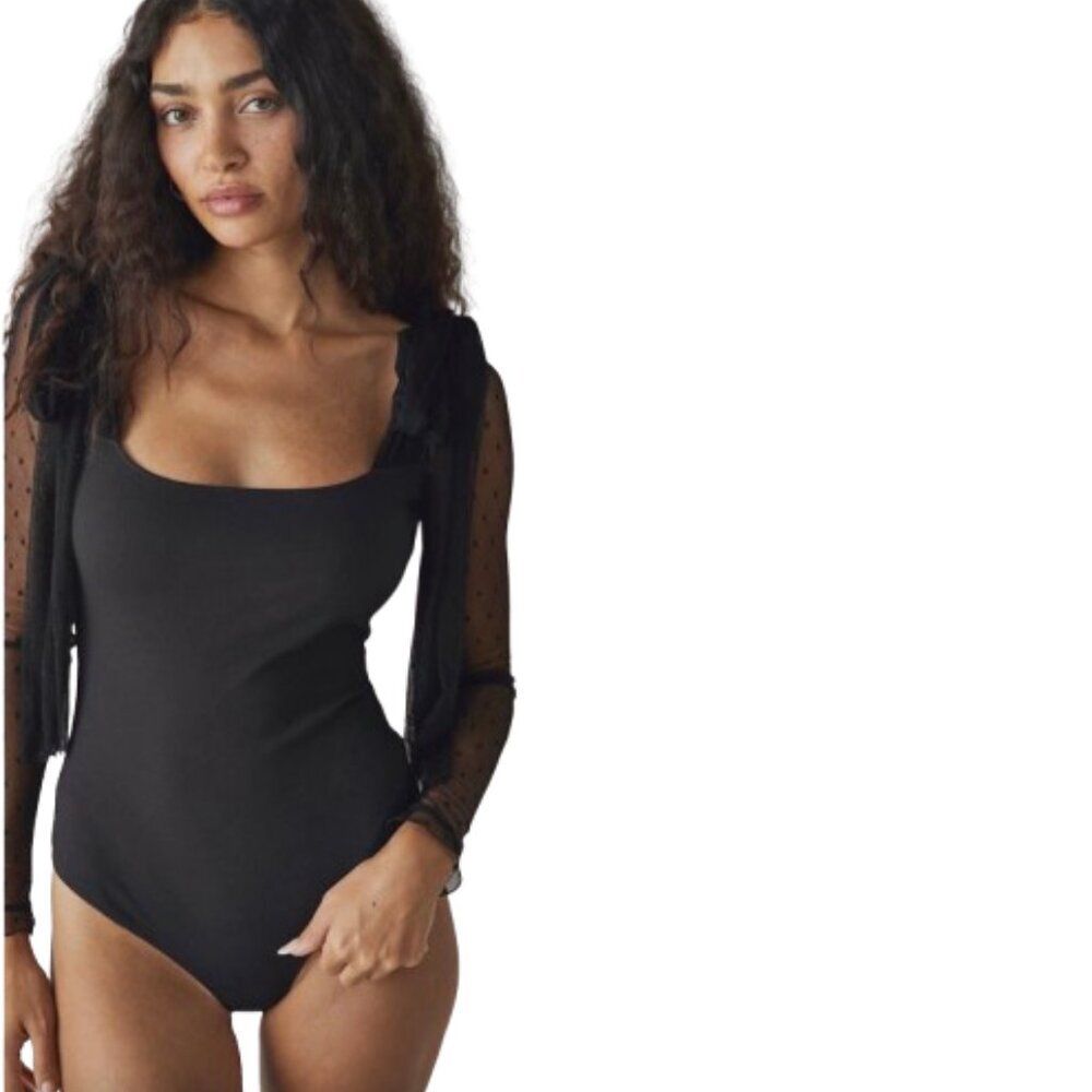 Women's XS Intimately Free People Tongue Tied Lace mesh Tie Shoulder Bodysuit